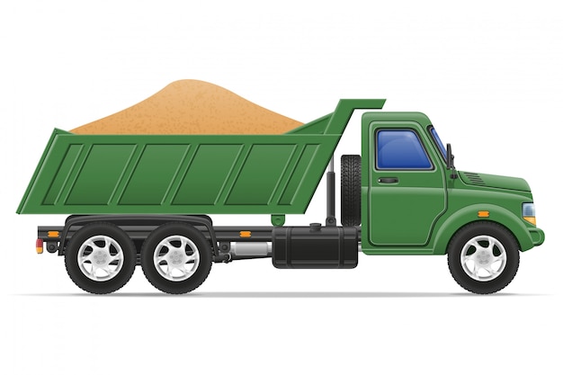 Cargo truck delivery and transportation of construction materials concept vector illustration