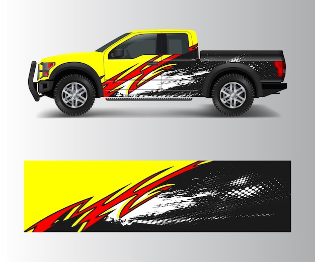 Cargo van and car wrap vector Truck decal designs Graphic abstract stripe designs for offroad race adventure and livery car