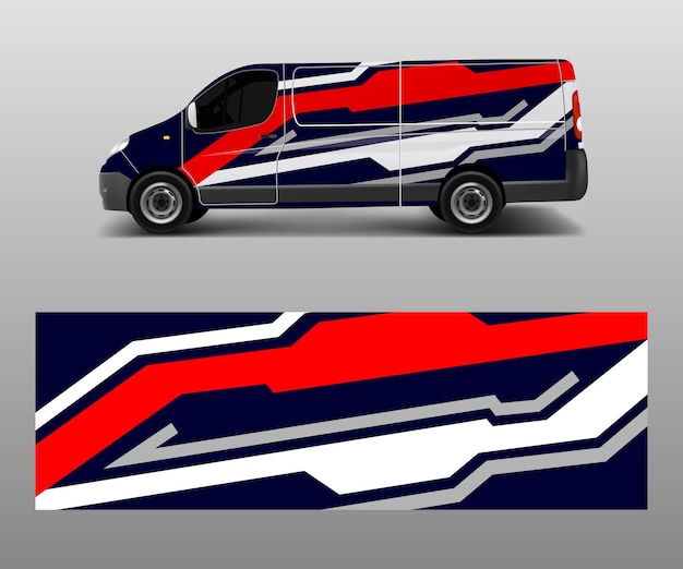 Cargo van wrap vector Graphic abstract stripe designs for wrap branding vehicle