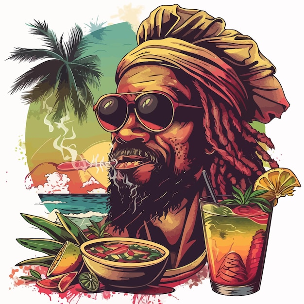 Vector caribbean_jamaica_and_curry_tshirt_design