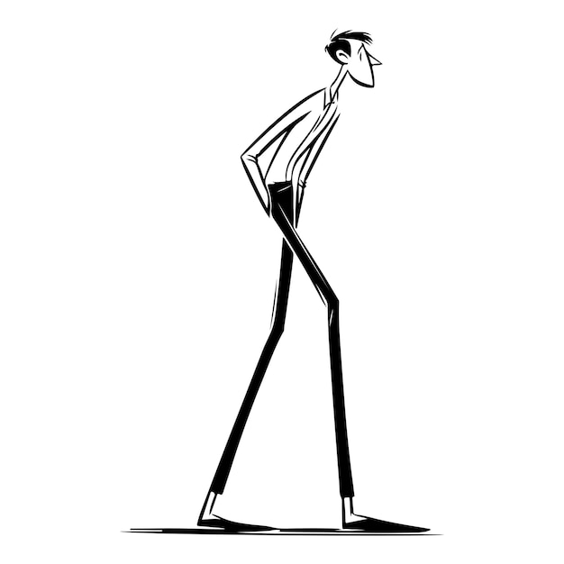 Vector caricature of tall man with long legs