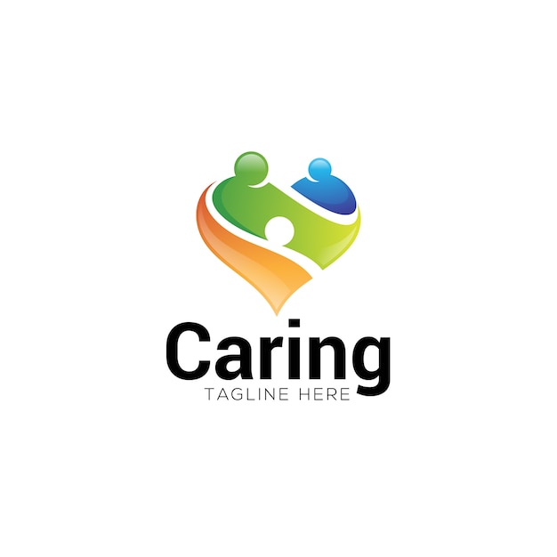 Caring abstract human and heart logo