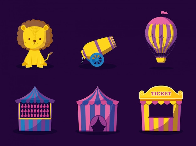 Carnival celebration set icons