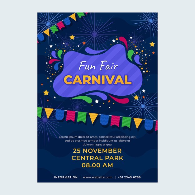 Vector carnival celebration vertical poster template