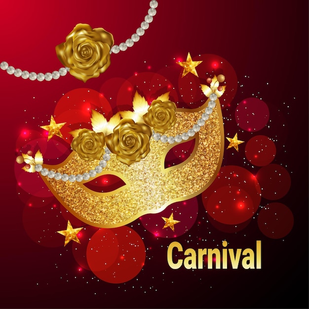 Carnival celebration with golden mask