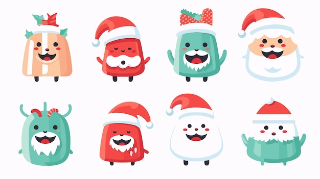 Vector carnival christmas cute teeth icon set in carnival costume