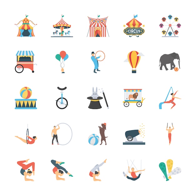 Carnival Circus Flat Icons