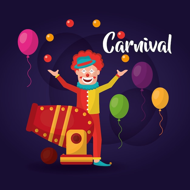 carnival clown circus canon balloons 