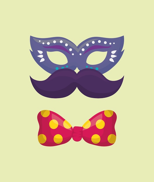 Carnival design with carnival mask and mustache icon 