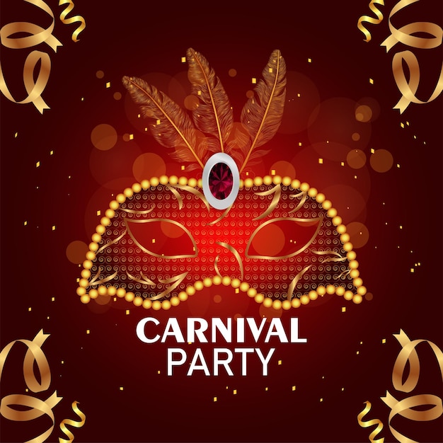 Carnival festival of brazil with golden mask