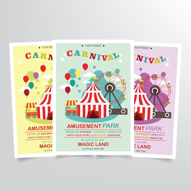 carnival flyer template vector