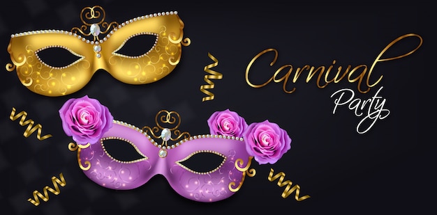 Carnival golden and purple mask