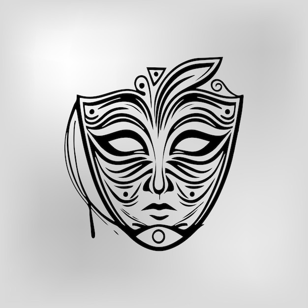 Carnival Mask vector black and white