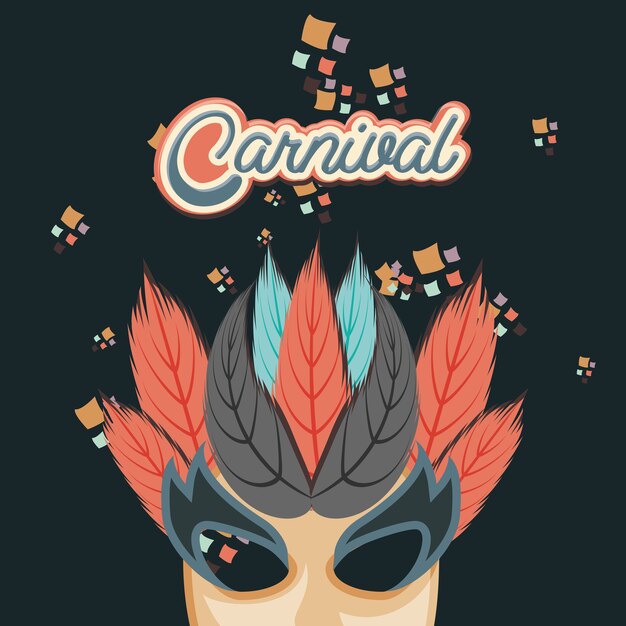 carnival mask vintage icon vector illustration design