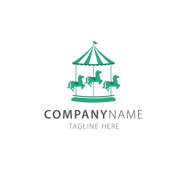 Carousel horse circus carnival logo vector illustration