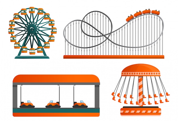 Carousel icon set, cartoon style