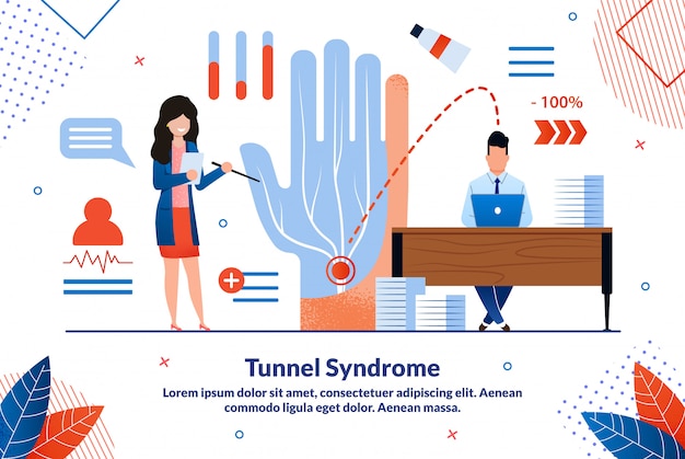 Carpal Tunnel Syndrome Flat Vector illustration Template