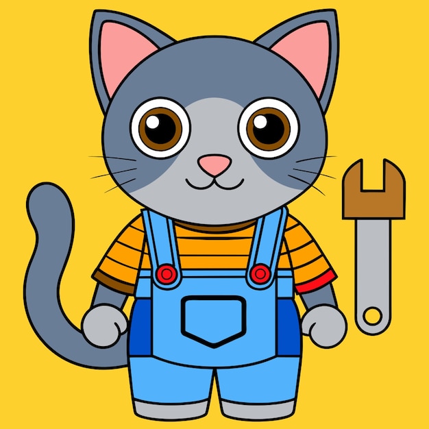 Vector carpenter cat vector illustration kawaii