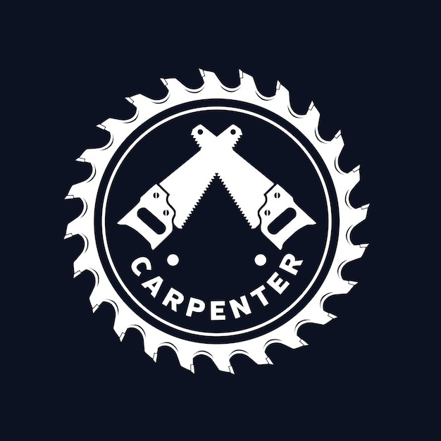 Carpenter logo with saw symbol and line art