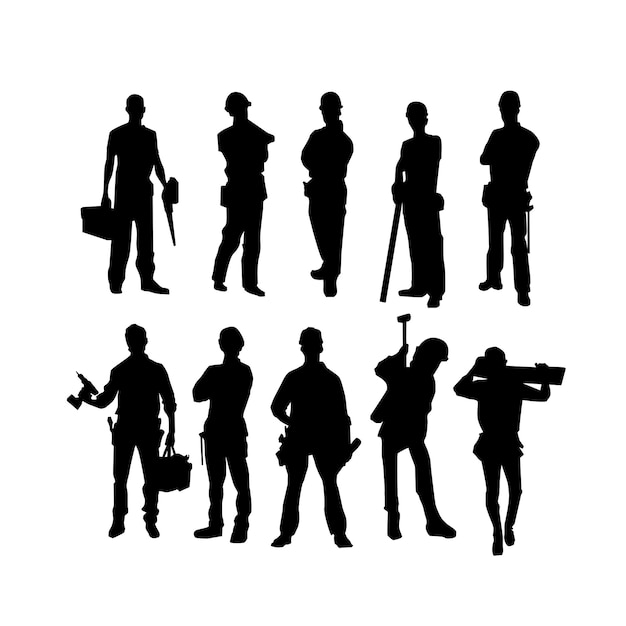 Carpenter in standing position Silhouette