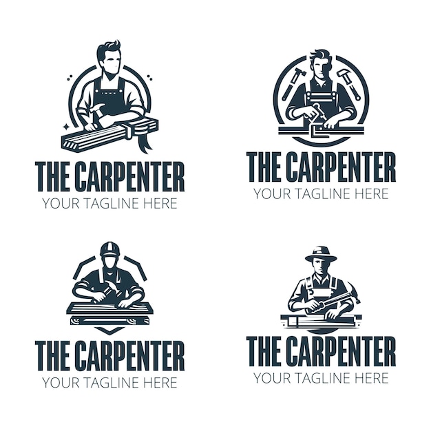 the carpenter worker logo vector illustration design