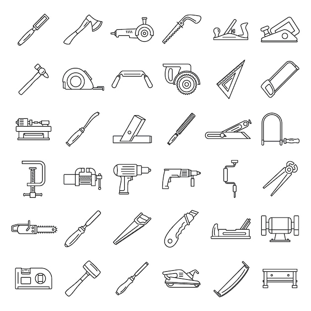 Carpenter working icon set