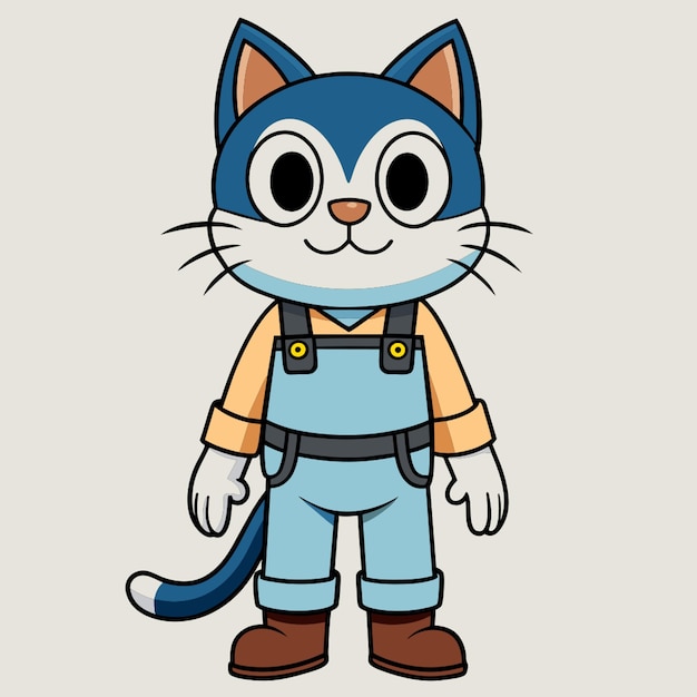 the carpenters cat anime style vector illustration cartoon