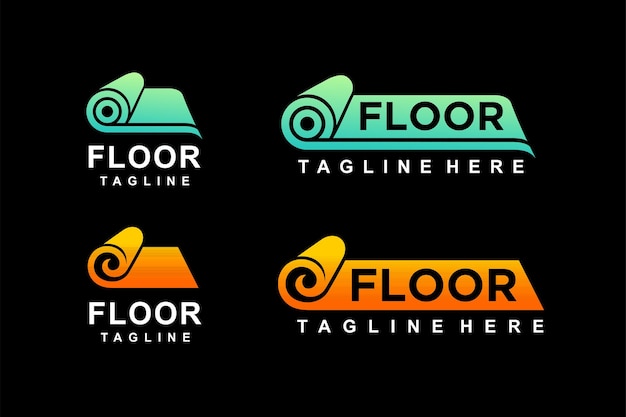 carpet roll logo with floor lettering concept