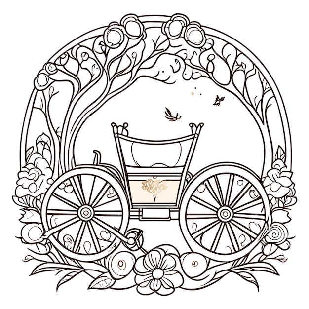 carriage vector illustration line art