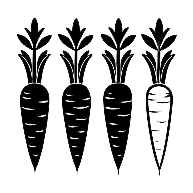 Carrot black silhouette on a white background vector art