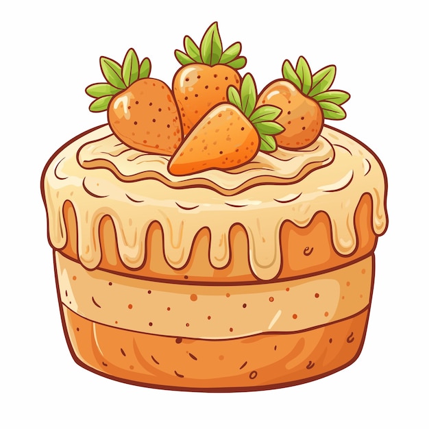 Vector carrot cake on plate art food vector illustration