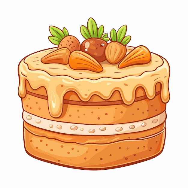 Carrot Cake on Table Food Vector Illustration