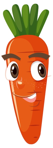 Carrot cartoon character with facial expression