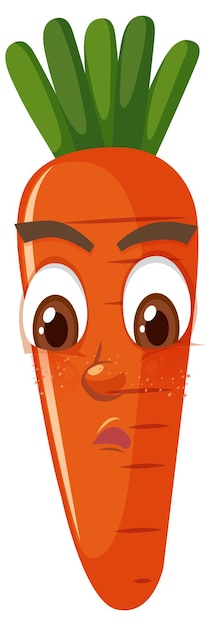 Carrot cartoon character with facial expression