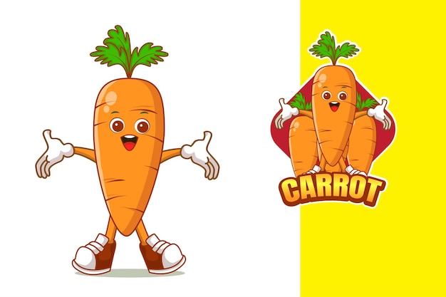 Carrot cartoon mascot logo cute