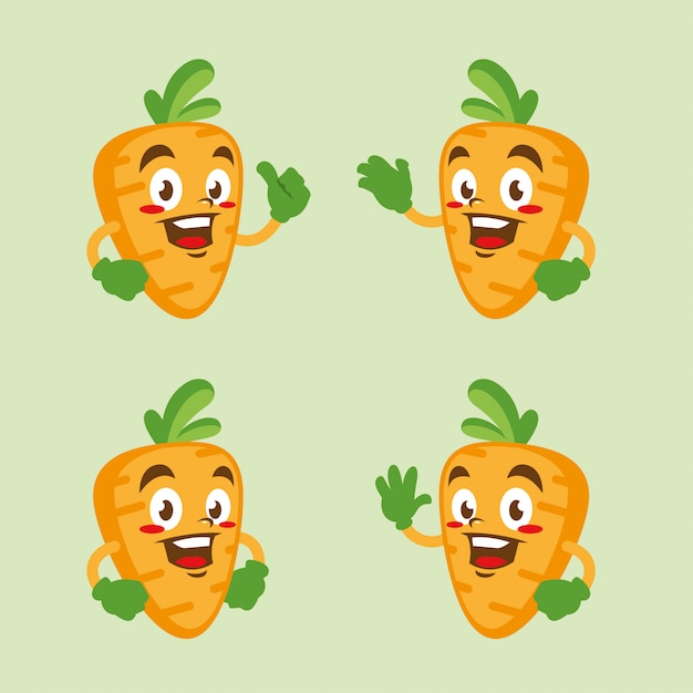 Carrot character mascot sticker cartoon