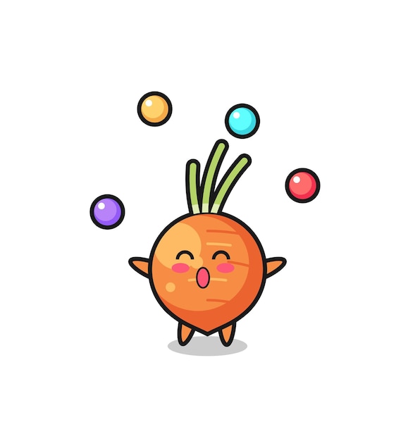 The carrot circus cartoon juggling a ball , cute style design for t shirt, sticker, logo element