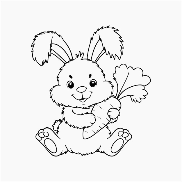 Vector carrot crunch soft bunnys treat hand drawn outline illustration