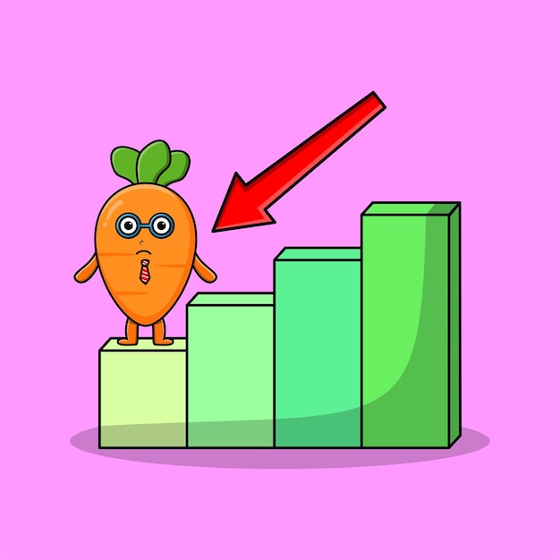 Carrot cute businessman mascot character with a inflation chart cartoon style design