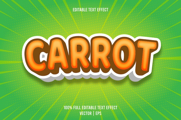 Carrot editable text effect 3 dimension emboss cartoon style