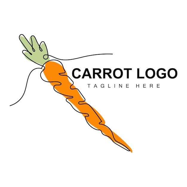 Carrot Logo Design Line Vector Style Vegetarian Fruit Vegetable Icon Cooking Ingredients