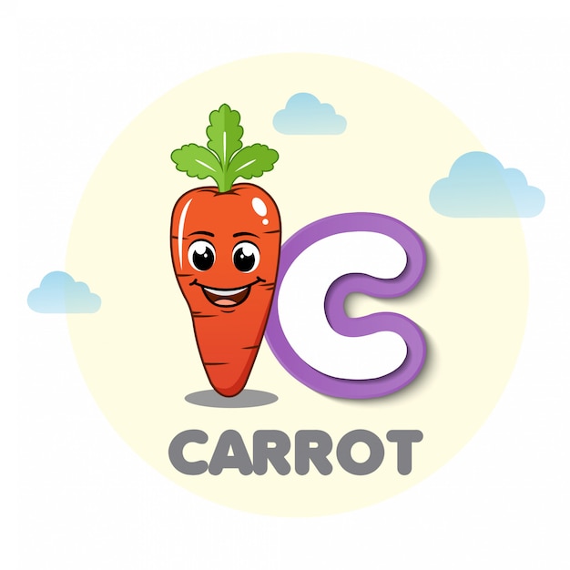 Carrot mascot with letter C