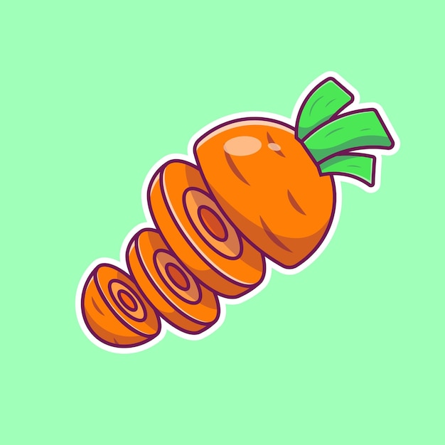 Carrot slices sticker cartoon vector icon isolated object