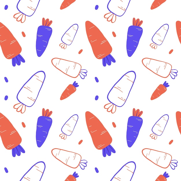 Carrot on white background seamless pattern