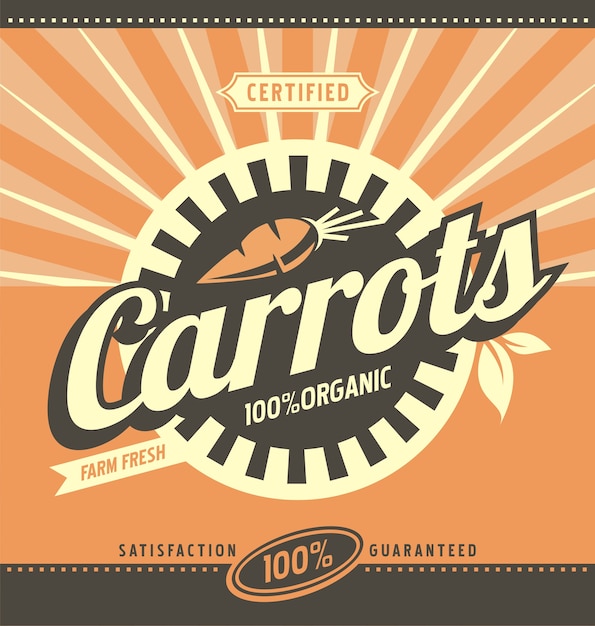 Carrots organic farm fresh products banner or poster design