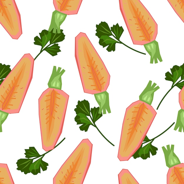 Carrots and parsley seamless pattern texture flat vector illustration