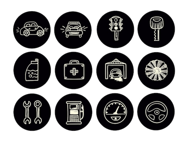 Cars and car repair vector icon set