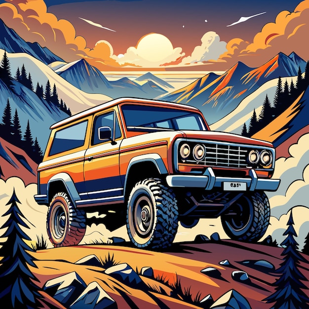 Vector cars ford bronco vector car illustration coloring