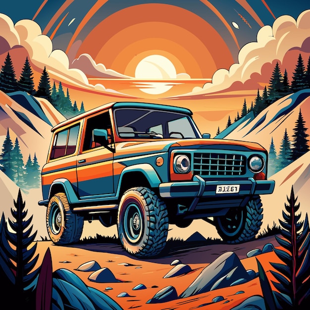 Vector cars ford bronco vector car illustration coloring