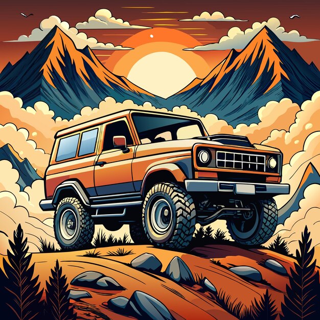 Vector cars ford bronco vector car illustration coloring